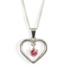 LEAH Silver Heart with Ruby Pendant